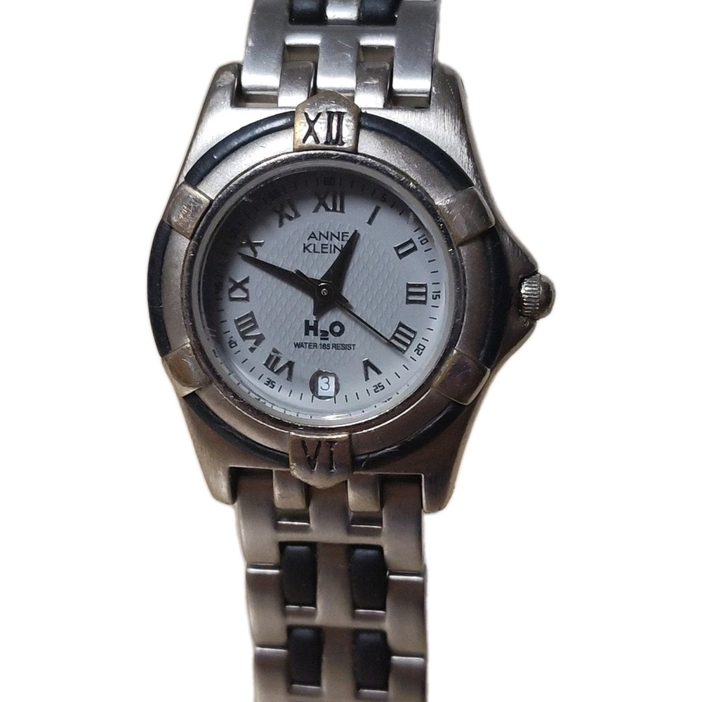 Anne Klein 2 H20 Stainless Steel Watch w/ Day of the Week Grey Roman Number Dial